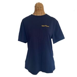 Sandro Navy Blue Yellow Take it Easy T Shirt